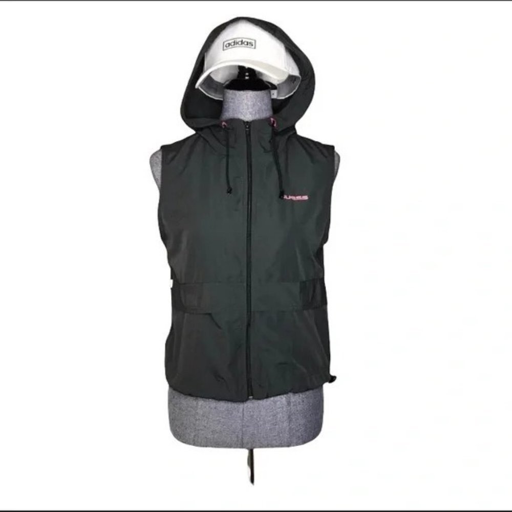 Guess Black Hooded Sleeveless Vest with Pink Logo